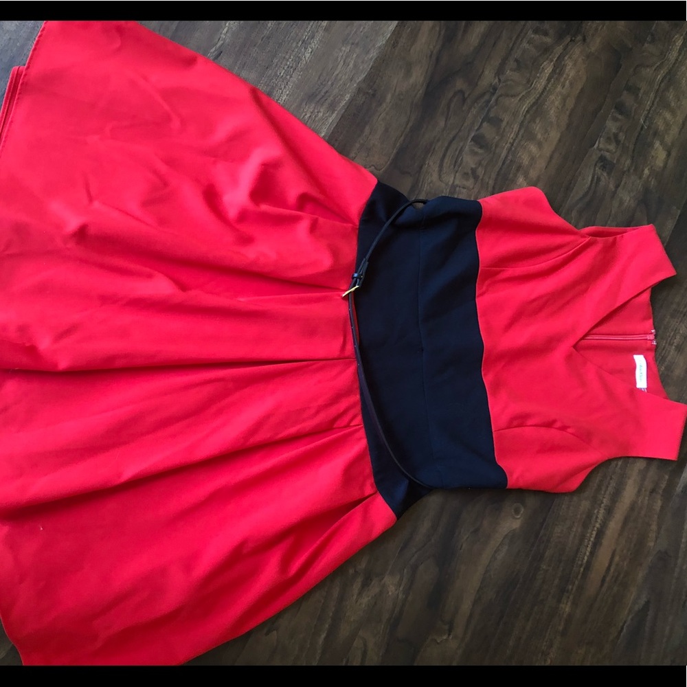 Calvin Klein red fit and flare dress